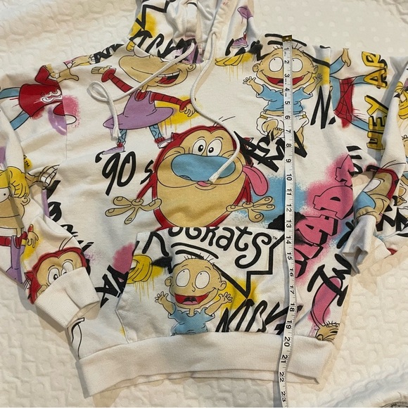 Vintage “Made in the 90’s” Nickelodeon Graffiti Print Rugrats Hoodie Small Men’s - Picture 4 of 6